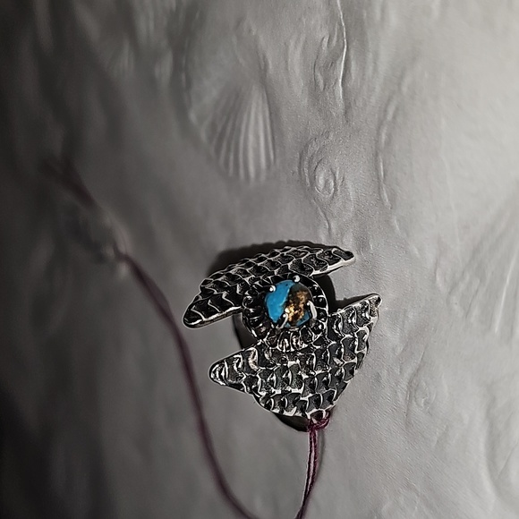 New Copper streaked Turquoise Sterling Silver ring 💍 size 8 - Picture 2 of 5